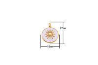 2pc 18k Gold Enamel Starburst Charm Diamond CZ Drop Charm Cubic Protector Pendant Tiny Lucky Dainty Necklace - 18mm- 2 pcs per order