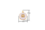 2pc 18k Gold Enamel Starburst Charm Diamond CZ Drop Charm Cubic Protector Pendant Tiny Lucky Dainty Necklace - 18mm- 2 pcs per order