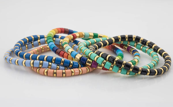 Skinny   Stretchy Bracelet- Several Colors To Choose From- 7-7.5- Wholesale Pricing Enamel  Beads-5mm