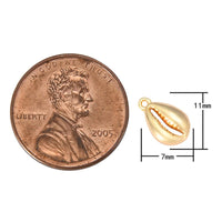 3pc Dainty 18k Gold  Cowrie Shell Charm -10x17mm- 3 pcs per order