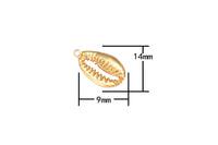 3pc Dainty 18k Gold  Cowrie Shell Charm -10x17mm- 3 pcs per order