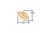 3pc Dainty 18k Gold  Cowrie Shell Charm -10x17mm- 3 pcs per order