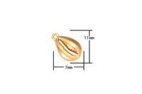 3pc Dainty 18k Gold  Cowrie Shell Charm -10x17mm- 3 pcs per order