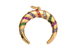 1 pc 18K Gold Plated Gold Crescent, Crescent Celestial DIY Craft Multi Colored Rainbow Cubic Zirconia Bracelet Charm- 20mm- 1 pc per order