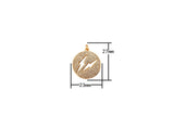 1 pc 18k Gold  Double Lightning Charm Pendant w/ Clear Micro Pave Cubic Stone Charm Thunder Charm Bolt Lightning Charm