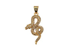 1 pc Cubic Gold snake charm Pendant, Micro Pave snake charms, Dainty pendant Jewelry in 14k Gold - 19x31mm