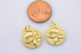 2 pcs Cubic Gold snake charm Pendant, Micro Pave snake charms, Dainty pendant Jewelry in 14k Gold - 19mm