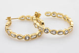 35mm 18kt Goldfilled  Big Hoop Earring with Geometric CZ Bezel Set- 1 pair per order