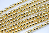 14kt THICK GOLD COATED Hematite Smooth Round - 2mm 3mm 4mm 6mm 8mm 10mm - Very High quality gold plating / coating