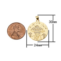 1 pc 14k Gold FIlled Love Charm - Celestial Charm - 24mm Coin Disc charm - 1 pc