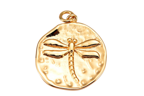 2pc Dragonfly Shipwreck Coin Pendant Charm 14k Gold  Coin Charms Damselfly Dragonflies