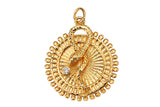 2pc 18k Gold  Snake Charm Gold medallion Coin Pendant, Round Disc Micro Pave Serpent Snake Jewelry for Necklace Component