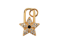 2pc 18k Gold  Micro Pave Star lock Pendant , Cubic PadLock Charms, Lock Necklace Earring Charms, CZ Pave with Black CZ in Middle