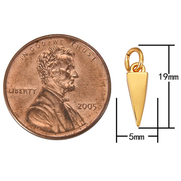 4pc 24k Gold Spike Charm, pointy spike charm, Pendulum, Spike Triangle Pendant Charm Geometric Jewelry for Earring Necklace Supply