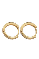 18kt Gold -CZ Huggie Earring- Micro Pave Earring, Dangle Earring Charm- 14mm Huggies