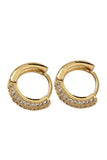 18kt Gold - Huggie Huggies Earring- Double Line Micro Pave Earring, Dangle Earring Charm- 12mm Huggies