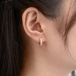 18kt Gold - Huggie Huggies Earring- Double Line Micro Pave Earring, Dangle Earring Charm- 12mm Huggies