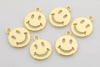 6pcs 14k Gold Filled Smiley Face EMOJI Charm Necklace Charm - 13mm 14mm P13E10 P13E13