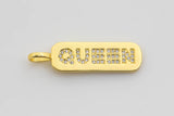 Dainty Gold Fill Queen Bar Pendant Charm 14k Gold  Pendant for Bracelet Necklace Earring Component supply-9x35mm