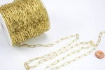 14K Gold Plated Paperclip Chain 5x15mm Long Skinny Oval Rectangle Paper Clip Chain - 1 yard / 3 feet