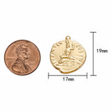 2pcs 14k Gold  Caesar coin charms Dainty Greek Roman charms, Olympus charms Caesar pendant, Caesar charms, Necklace Bracelet-17mm