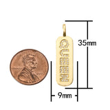 1 pc 18k Gold  Micro Pave Queen Word Charm Rectangle in Drop Pendant Long Lover Girl Charm for Necklace Earring Component-9x35mm P13G63