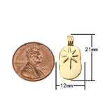 2pc 18k Gold  Coin Star Charm Pendant Wax Stamped - 12x21mm- 2 pcs per order