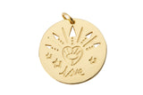 2pc 14k Gold FIlled Love Charm - Love medallion - 20mm Coin Disc charm - gold Evil Eye pendant for Necklace Bracelet Earring Charm- 2 pcs