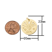 2pc 14k Gold FIlled Love Charm - Love medallion - 20mm Coin Disc charm - gold Evil Eye pendant for Necklace Bracelet Earring Charm- 2 pcs