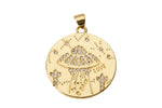 1 pc 14k Gold FIlled Love Charm - Celestial Charm - 24mm Coin Disc charm - 1 pc