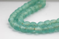 African Sea Glass Beads - approx 14mm Clear Aqua Beads - Roman Glass Color- Recycled African Sea Glass Beads - Made in Ghana Africa