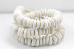 White Ashanti Glass Saucer Beads - Ashanti Glass Beads Handmade Ghanaian Trade Beads - Approx 134 beads 14mm - Made in Ghana Africa