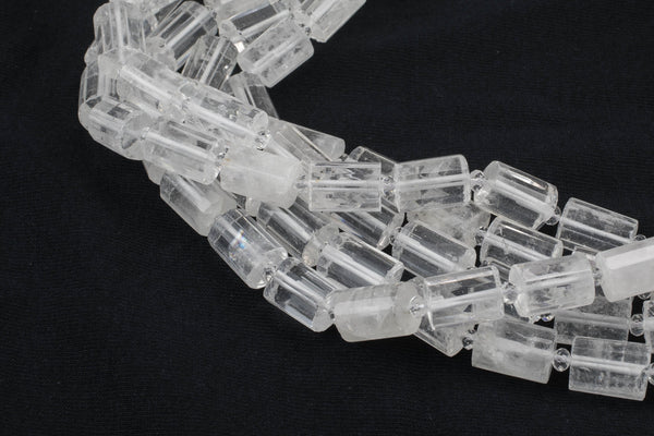 Natural Quartz- Faceted Barrel Beads- High Quality- 10x14mm- Full Strand 16" - 22 Pieces Gemstone Beads