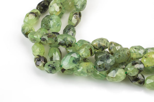 Natural Prehnite Garnet High Quality Freeform Faceted Nuggets - Green Garnet Prehnite - Approx 18x13mm - Full Strand 16" Gemstone Beads