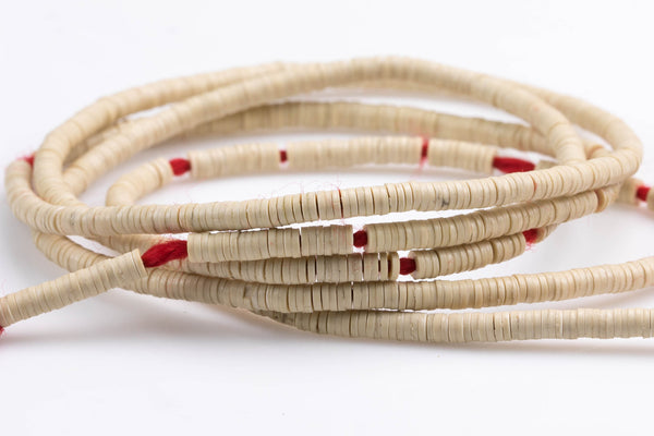 Vanilla Vinyl , African vulcanite vinyl disc beads-Heishi Shaped 3mm, Full Strands. 35 inch Strand