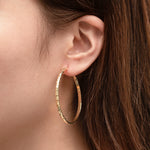Thin hoop, faceted hoop earrings, special hoop, large hoop, 14k Gold  circle hoop earrings 50mm earrings Gift for her