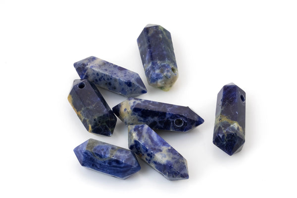 1 Pc NATURAL Double Pointed Top Drilled- Sodalite---Perfect for Jewelry--- Sizing in Listing