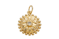 3pcs 18k Gold Coin Evil Eye Charm Diamond CZ Drop Charm Cubic Protector Pendant Tiny Lucky Dainty Necklace - 12mm- 3 pcs per order