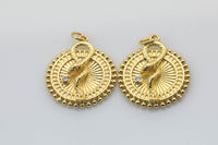 2 pcs Snake Gold Lucky Coin Talisman Charm Necklace, 14k Gold  Disc Round Pendant Lucky Medallion Pendant for Necklace- 20mm