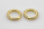 1 pc 25mm Gold Micro Pave Spring Buckle Metal Snap Clasp Spring gate ring, Trigger Round Ring, Push Snap Hook for Jewelry Fashion Supply