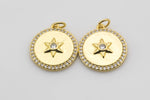 2pc 18k Gold  North Star Charm Cubic Zirconia Heart Pendant Pave CZ North Star Pendant Jewelry Making- 2 pcs per order- 18mm