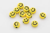 Smiley Face Emoji Beads, Name beads, Round Beads 7mm-20 pcs P13E65