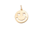 4pc 14k Gold Smile Face EMOJI Charm Necklace Charm - 14mm- 4 pcs per order P13E11 P13E12