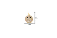 1pc 18k Gold Smiley Face EMOJI Charm Necklace Charm- Multi Colored CZ - 13mm- 1 pc per order P13E1