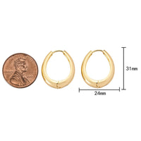 1 pair Oval Hoops Gold, 18K Gold Hoops, Large Gold Hoop Earrings, Small Hoops, Hollow Hoop Earrings, Chunky Hoops-25x32mm