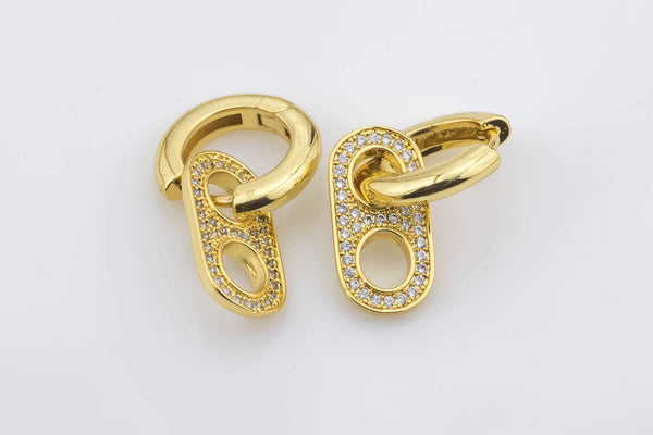 1 Pair- Gold Soda Pull-tab Earring Charm Micro Pave Hoop Earring Soda Cap Jewelry Soda Tab Earring