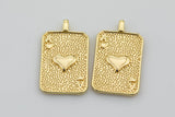 2pc 18k Gold  Playing Card- Ace of Spade Pendant Jewelry Making- 2 pcs per order- 16x21mm