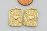 2pc 18k Gold  Playing Card- Ace of Spade Pendant Jewelry Making- 2 pcs per order- 16x21mm