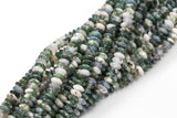 Natural Moss Agate, High Quality in   Saucer Roundel, 7mm  Smooth Gemstone Beads