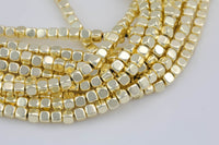 Light Gold Pyrite- Cube- Hematite Strands- Light Gold-3mm 4mm